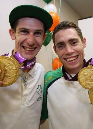 Michael McKillop and Jason Smyth with their Paralympic gold medals