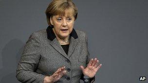 German Chancellor Angela Merkel in the Bundestag (13 Dec 2012)