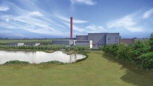 Artist's impression of the planned incinerator at Rookery Pit