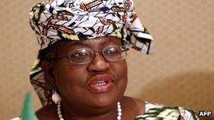 Nigeria's Finance Minister Ngozi Okonjo-Iweala in March 2012