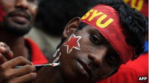 JVP supporter in Colombo on 6 December 2012