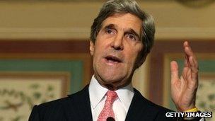 Senator John Kerry at a news conference in Washington (3 December 2012)