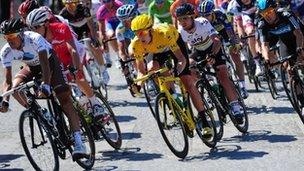 Cyclists on the Tour de France race