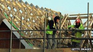 Builders at work on a house in Kent