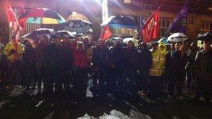 Protesters outside Wallasey Town Hall