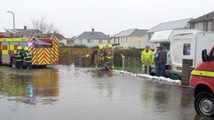 A home in St Athan, Vale of Glamorgan, is pumped out