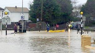 A canoe in the road at Boverton