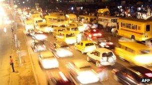 A busy road in Lagos (September 2012)