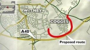 Cogges Link Road proposed route