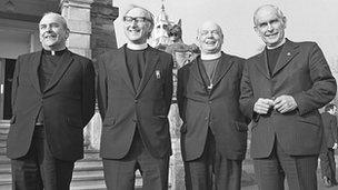 Cardinal Tomas O Fiaich, Rev Ernest Gallagher, Dr John Armstrong and Dr John Girvan