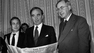 Harold Evans, Rupert Murdoch and William Rees-Mogg