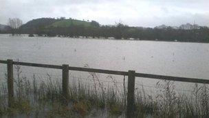 The River Towy's banks have burst in Carmarthen