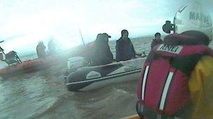 RNLI rescue near Birnbeck Pier, Somerset