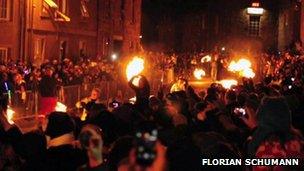 People swing fireballs in Stonehaven