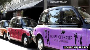 Cabs outside a House of Fraser store