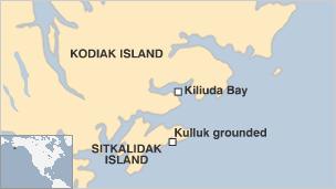 Map of Alaska showing Kodiak Island, Sitkalidak Island and Kiliuda Bay