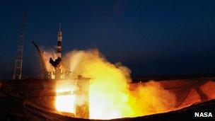 Launch of Soyuz TMA-07M carrying Chris Hadfield to the International Space Station 19 December 2012