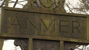 Anmer village sign