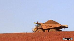 Truck at iron ore mine