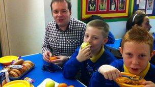 Andrew Brannigan, with pupils Jack Snee and Shaun Lippiard