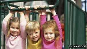 Children on climbing frame