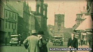 Morpeth's high street in the 1920's or 30's