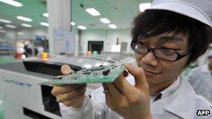 A worker at a factory in China