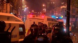 Trouble flares again after a flags protest in Belfast city centre