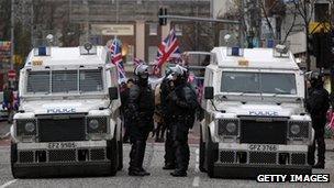 Police at loyalist protest