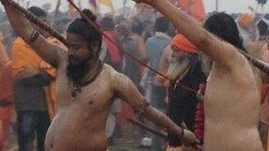 Niranjani sadhus at Kumbh Mela