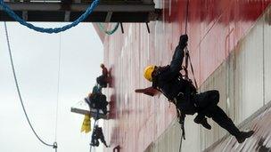 Greenpeace activists board the Prirazlomnaya