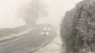 Snow on the A169 in North Yorkshire