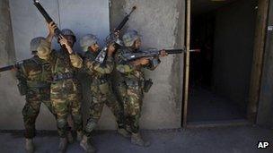 Afghan national army recruits train in Kabul