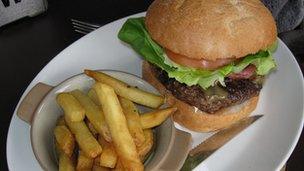 Burger and chips