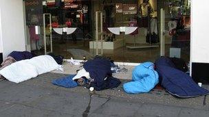 People sleeping on the street