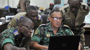 Ecowas officers in Bamako on 16 January 2013