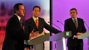 David Cameron, Nick Clegg and Gordon Brown