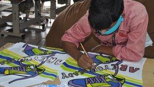 A worker at a factory in Bangladesh