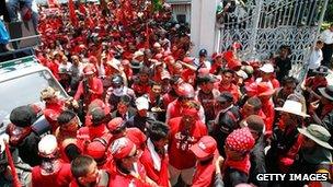 Red shirts storm parliament in Bangkok, April 2010