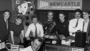 Studio photograph at Radio Newcastle featuring Mark Holdstock and Chris Jackson