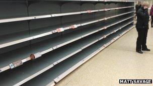 Matt Savage took this photograph of an empty bread aisle at a Sainsbury's store in Ripley, near Derby