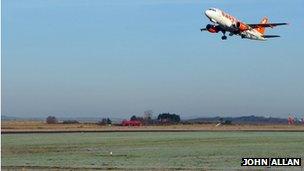 Easyjet aircraft taking off from Inverness