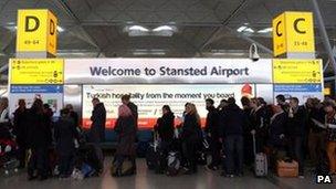 Passengers at Stansted Airport