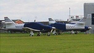 Private planes parked at Guernsey Airport