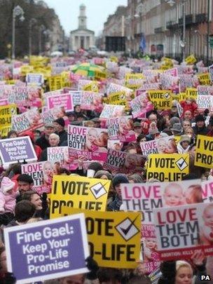 More than 25,000 people have attended an anti-abortion rally in Dublin.