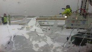 Snow and ice on aircraft wing