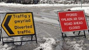 Road closed signs