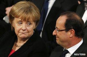 Chancellor Merkel and President Hollande in Oslo,