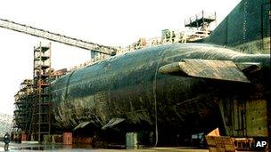 Kursk wreck in dry dock