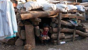 An improvised bomb shelter in Laiza